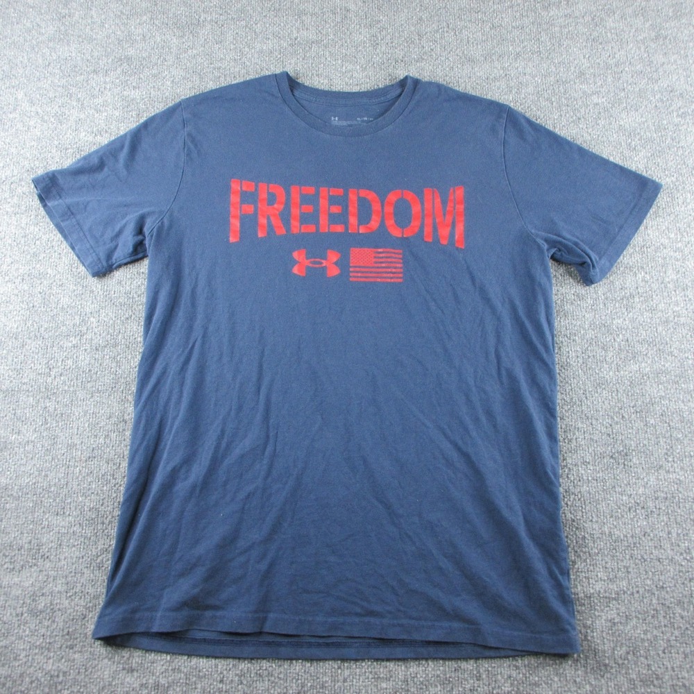 Under Armour Freedom Shirt Mens XL Blue Short Sleeve USA Flag Tee Patriotic‎